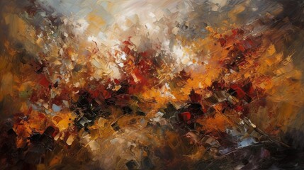 A tribute to the elements with earth, air, fire and water are depicted through the interplay of thick oil paints. 