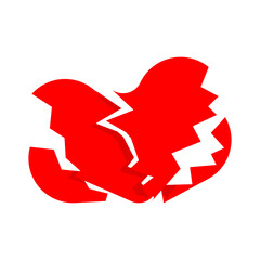 Broken love. cracked heart isolated. Concept of divorce and separation of lovers.