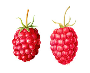 Watercolor raspberries. Illustration clipart isolated on white background.