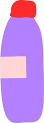 Purple bottle with empty label. Simple flat vector illustration for decoration, design.