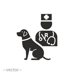 veterinary medicine icon, vet help, medical help pets, flat symbol on white background - vector illustration