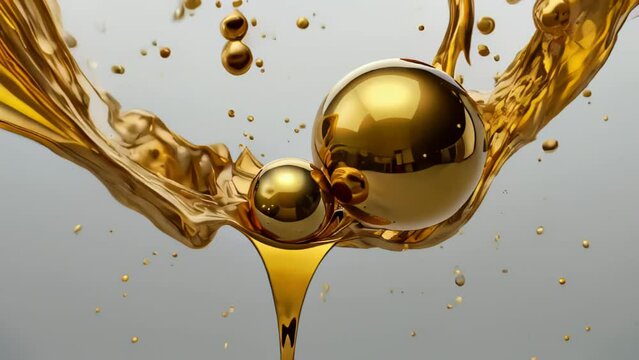 Golden liquid with spheres