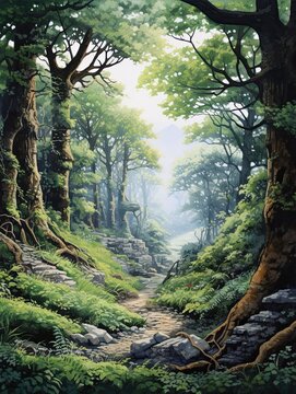 Handmade Landscape Painting: Ancient Sacred Groves | Woodland Art Print