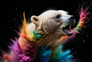 Fototapeten in a splash explosion of colors, variegated paint burst © pflonk