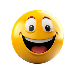 3D Emoji with happy face on transparent background. Yellow smiley happy face. Delight, love, surprise, admiration, joy and laughter.