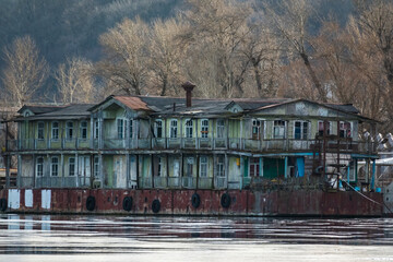 Old creepy house on the river - 732742933