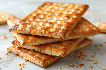 Fototapeta premium Matzah Jewish holiday bread, Passover celebration concept 