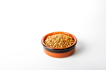 Bowl with raw uncooked buckwheat, Raw Buckwheat Pile, Dry Buck Wheat Grains, Uncooked Buckwheat