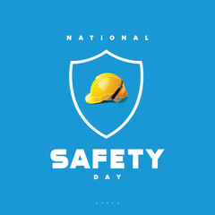 National Safety day with shield line vector. concept for world safety day poster designs 