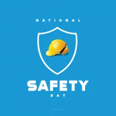Fotobehang National Safety day with shield line vector. concept for world safety day poster designs  © Logo Majesty