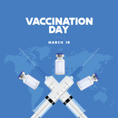 National vaccination day design with Global background. Social media post design, web banner, design elements, templates. - obrazy, fototapety, plakaty