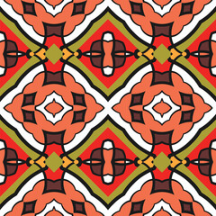 Seamless pattern with stylized ornamented rhombuses. Large print. Ethnostyle. Vector illustration