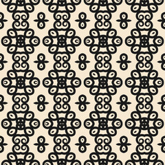 Seamless pattern with fancy black ornament in oriental style. White background. Vector illustration