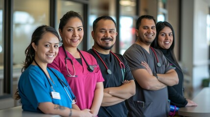 multi-cultural hospital company medical employees, docors and nurses
