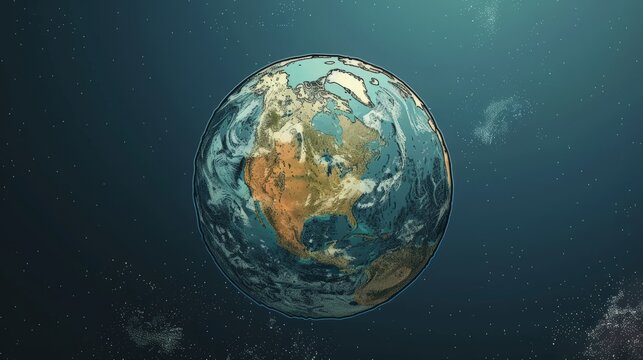 planet earth, in cartoon 