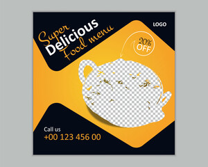 Modern simple food social media banner design post template