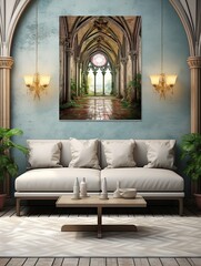 Mosaic Temple Interiors Canvas Print Landscape: Sacred Spaces for Rustic Wall Decor