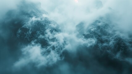 Aerial view of deep blue ocean waves under a cloudy sky