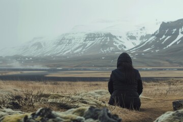 Fototapeta premium beautiful iceland in style of minimalism