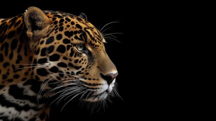Close-up of a jaguar's face half-hidden in shadow, highlighting its intense gaze