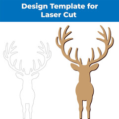 wooden deer laser cut design element in vector eps 