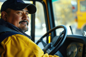 Handsome school bus driver