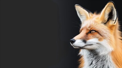 Obraz premium A fox with a striking intense gaze on a black backdrop