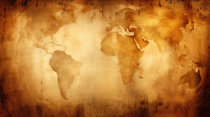 Vintage world map with rustic texture