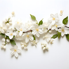 Naklejka na ściany i meble panoramic shot of jasmine flower isolated on white background
