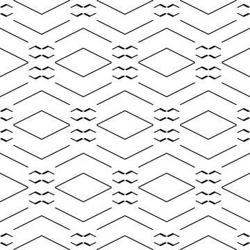 Seamless pattern. Rhombuses, chevrons, figures ornament. Ethnic wallpaper. Shapes backdrop. Geometric background. Folk motif. Digital paper, textile print, web design, abstract illustration. Vector.