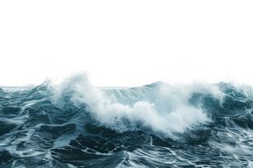 Large stormy ocean wave isolated on transparent background. Sea wave with swirl effect