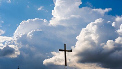 a cross on clouds background