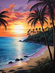 Palm Beach Dawn: Silhouetted Beaches and Seascape Art
