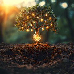 Idea Seed Growing into a Tree of Knowledge
