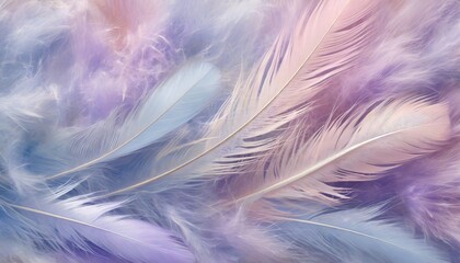 beautiful purple pink blue delicate fluffy feather background random long thin wispy soft feathers in pale pink and blue ideal for a spiritual invitation gift voucher certificate award advert