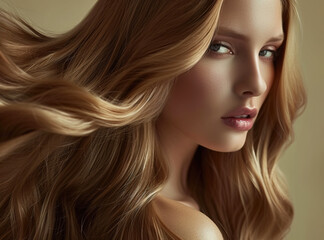 Naklejka premium Beautiful woman with healthy shiny long hair 
