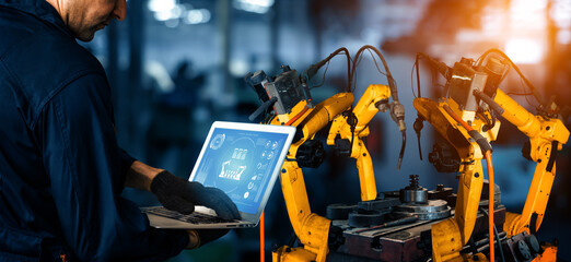 XAI Smart industry robot arms for digital factory production technology showing automation...