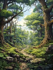 Fototapeta premium Ancient Sacred Groves on the Plateau: Countryside Nature Art Print