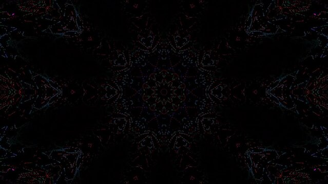 flashing with shining light dots. Animation with circles,Abstract Kaleidoscope pattern with full colors. Magic mandala. 4k