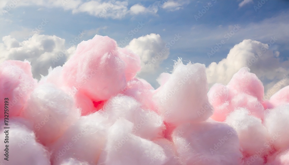 Wall mural fluffy pink cotton candy cloud texture background