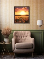 Prairie Wall Art: Vintage Landscape, Golden Sunsets, Countryside Decor