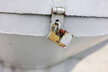 Lock on an iron surface.Close up