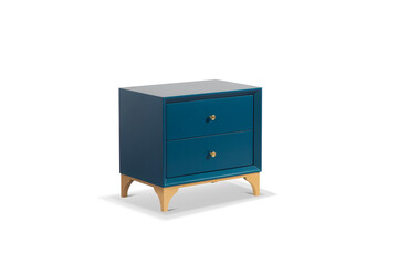 modern wood bedside table isolated on white background