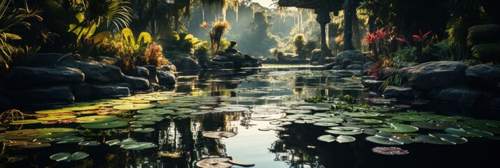 Abundant Water Lilies in a Pond