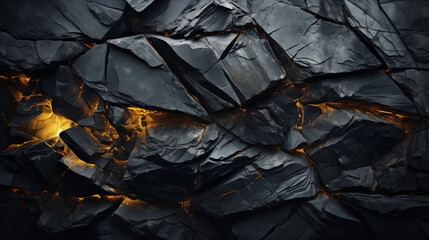 Burning Volcanic Black Stones Background
