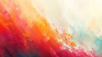 An abstract painting with dynamic strokes of pink, orange, and yellow, conveying movement and vibrancy