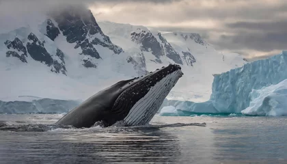 Fotobehang whale, ocean, mountain, ice, humpback, landscape, alaska, snow, waves, glacier, sea life, shallow, adventure, iceland, animal, blue whale, endangered species, environmental conservation, freedom, hump © Arda ALTAY