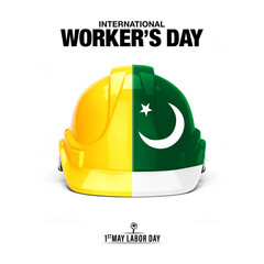 International Worker's Day 1st may with country flag 3d illustration.