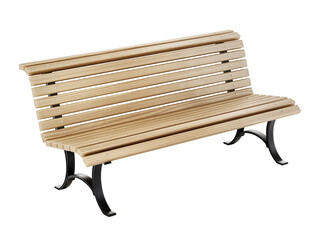 Wooden park bench isolated on transparent background. 3D illustration