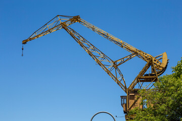Old port cranes in the financial district of Puerto Madero in Buenos Aires, Argentina